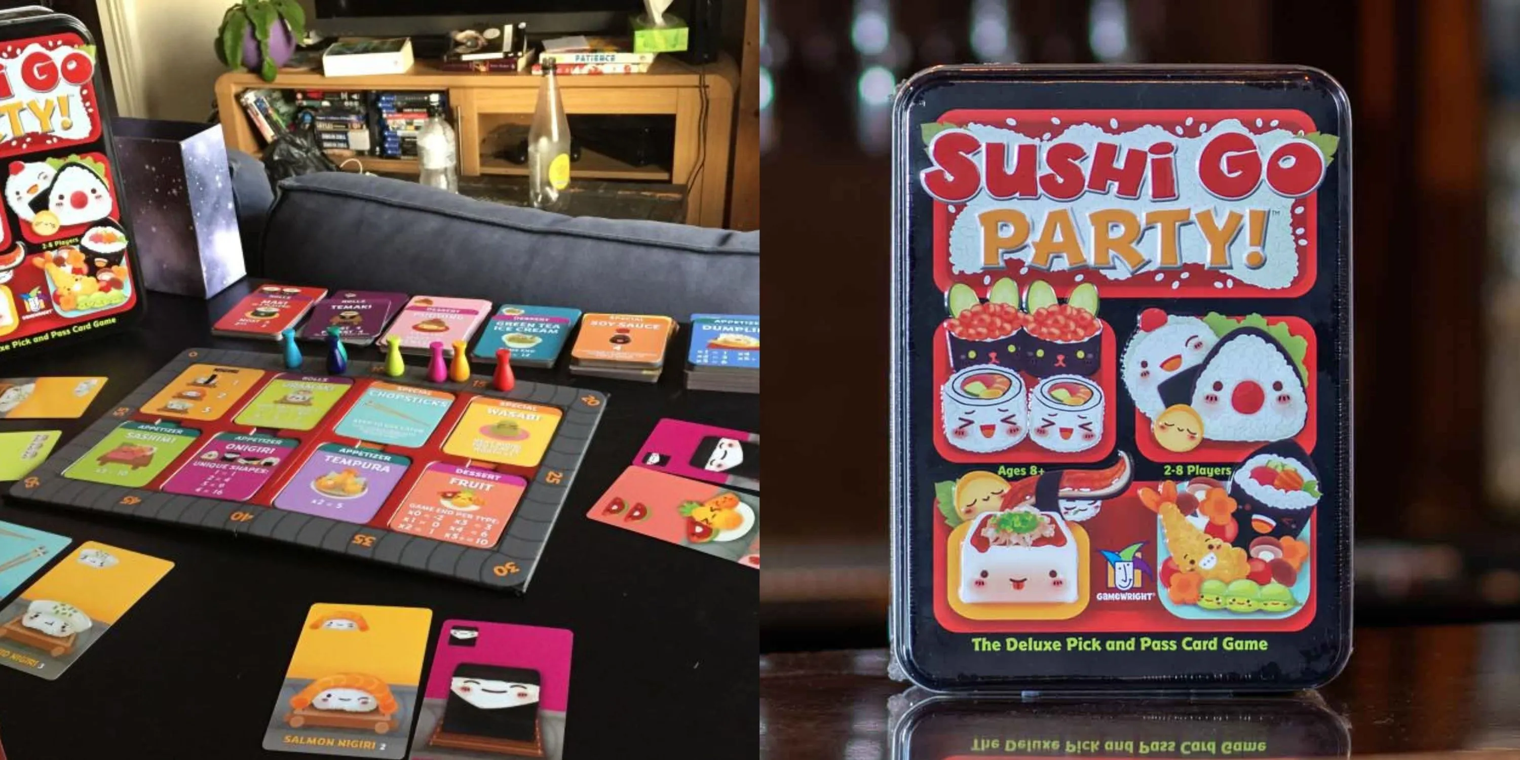 Những quân bài sushi đầy màu sắc của Sushi Go Party!, mời gọi người chơi thu thập combo điểm.