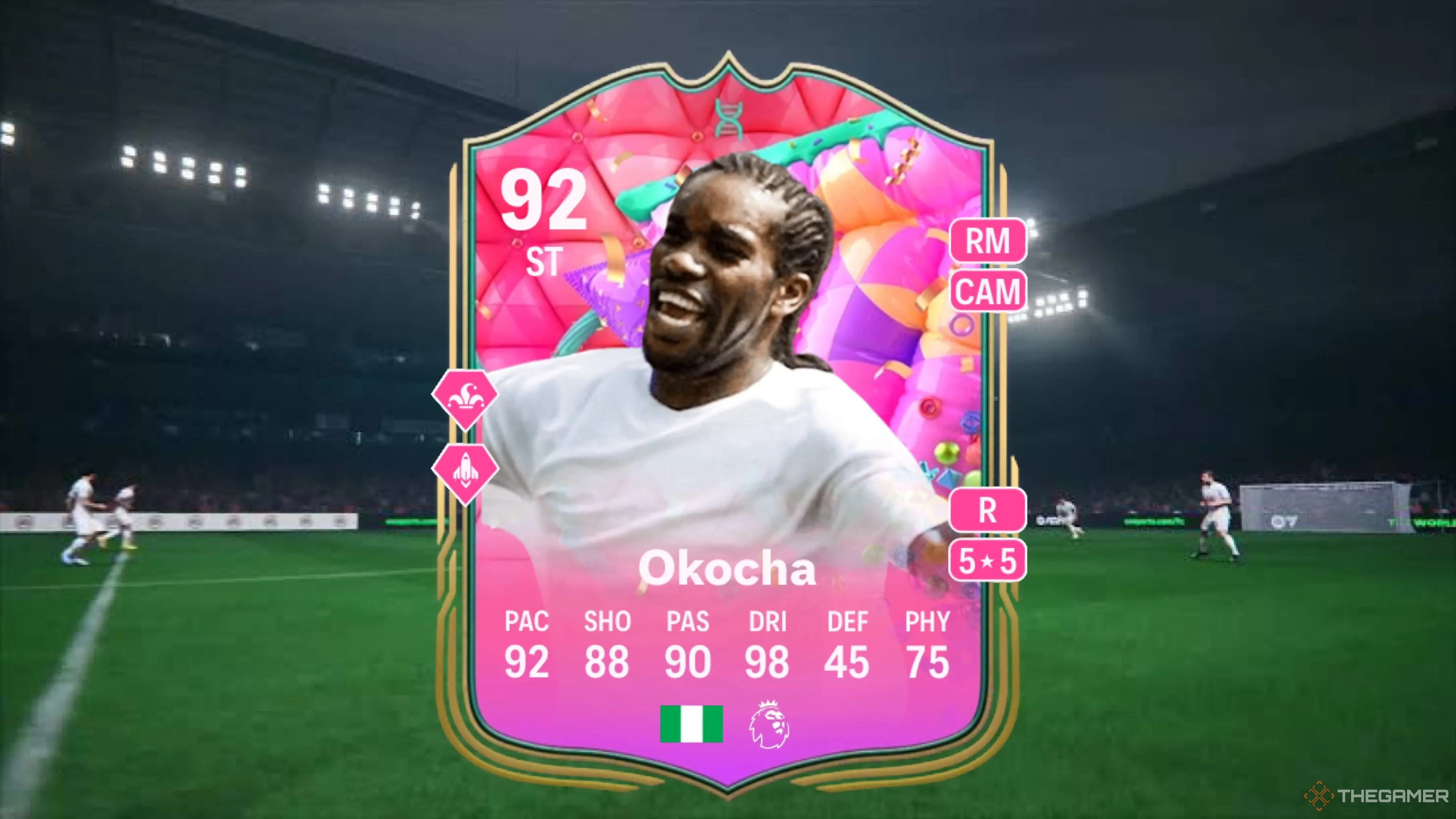 Thẻ huyền thoại Jay-Jay Okocha, biểu tượng mới trong chế độ Career Mode EA FC 26 cho phép người chơi xây dựng đội hình trong mơ.