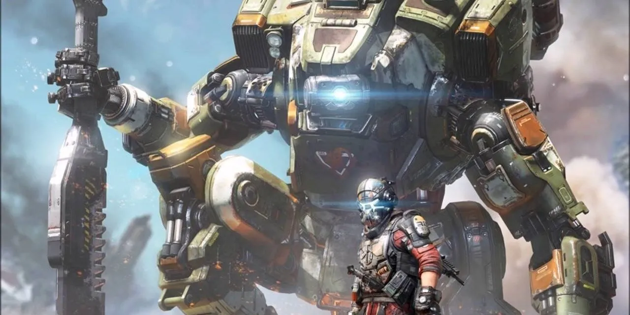 Titan BT-7274 khổng lồ che chắn cho phi công trong Titanfall 2.