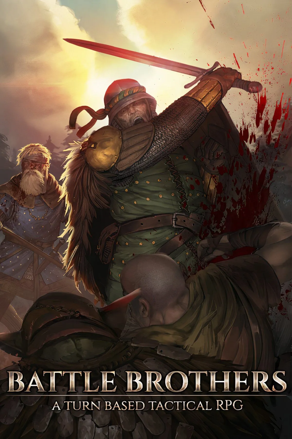 Trận chiến khốc liệt theo lượt trong Battle Brothers, đội lính đánh thuê đang chiến đấu với quái vật