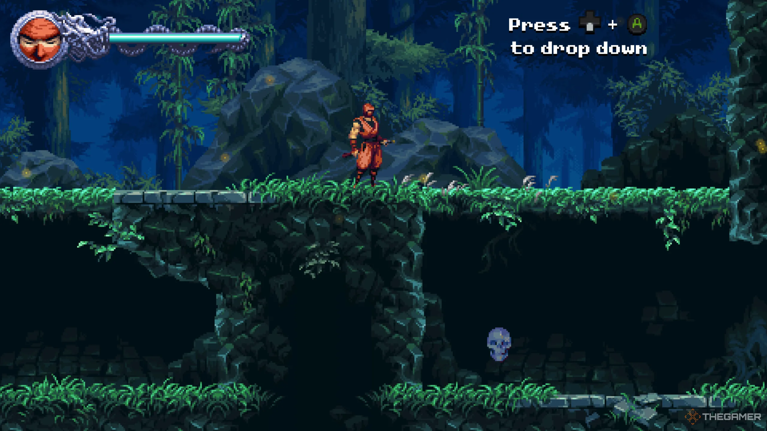 Vị trí Sọ Pha Lê đầu tiên cực dễ tìm ở khởi đầu Ninja Gaiden Ragebound.
